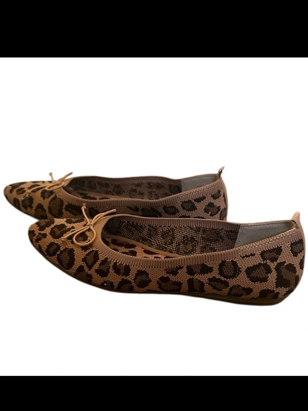 Vince Camuto Leopard Knit Ballet Flats in Brown and Black Machine Washable 8.5
